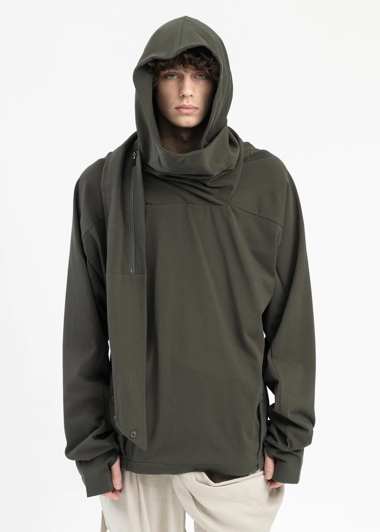KHAKI SCARF HOODIE