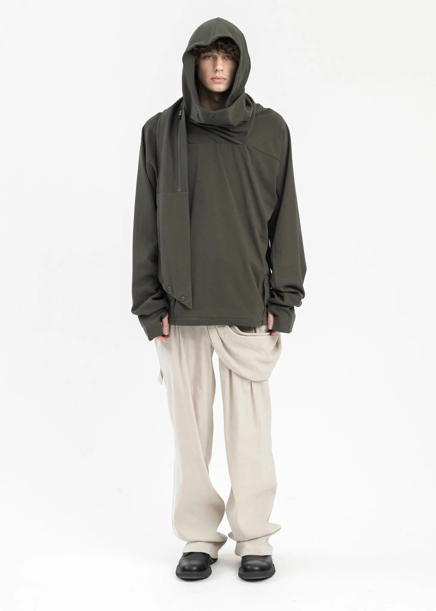 KHAKI SCARF HOODIE