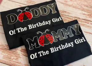 Lady Bug theme family birthday shirts, Ladybug Mommy Shirt, Ladybug Daddy Shirt