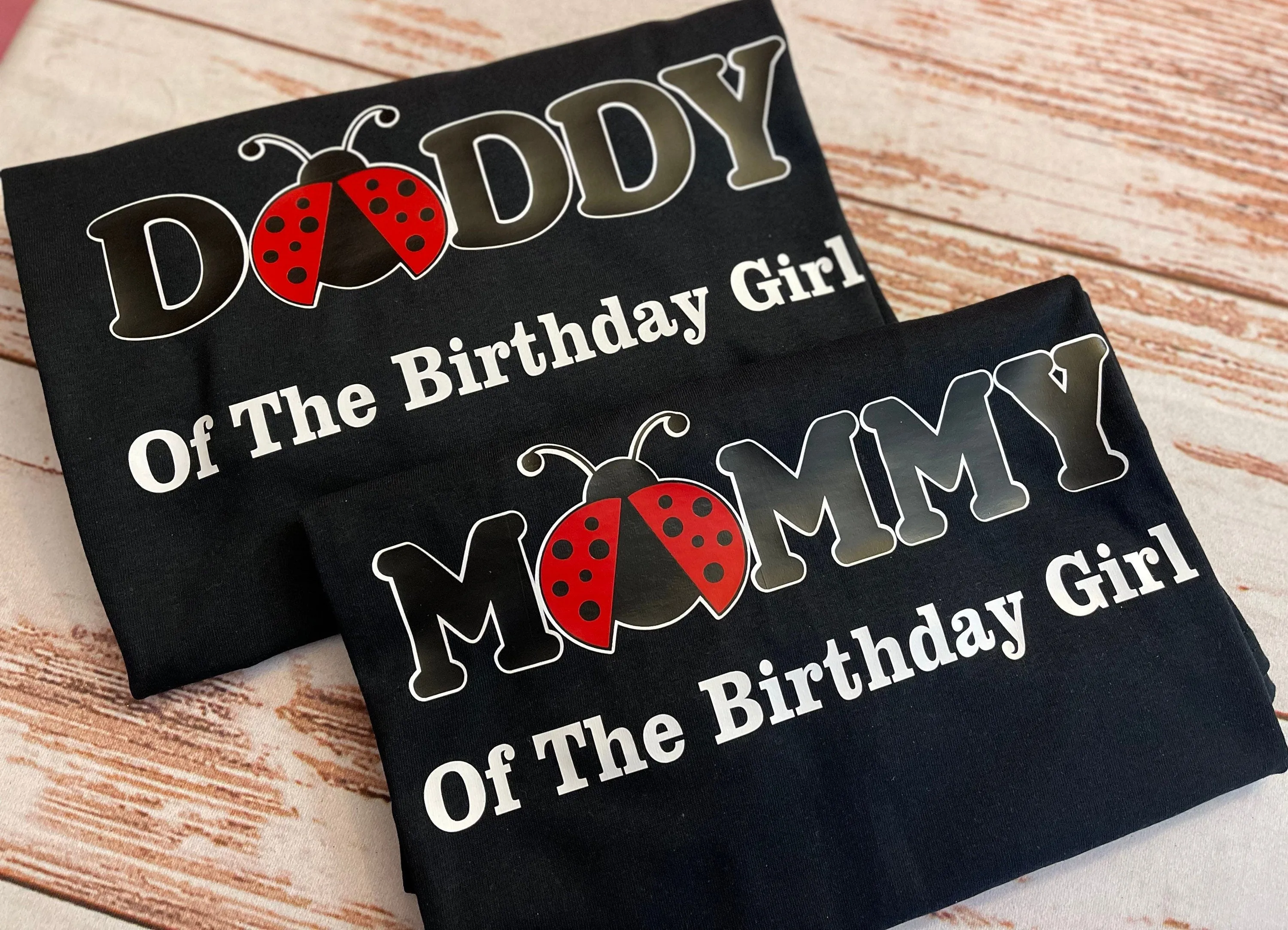 Lady Bug theme family birthday shirts, Ladybug Mommy Shirt, Ladybug Daddy Shirt