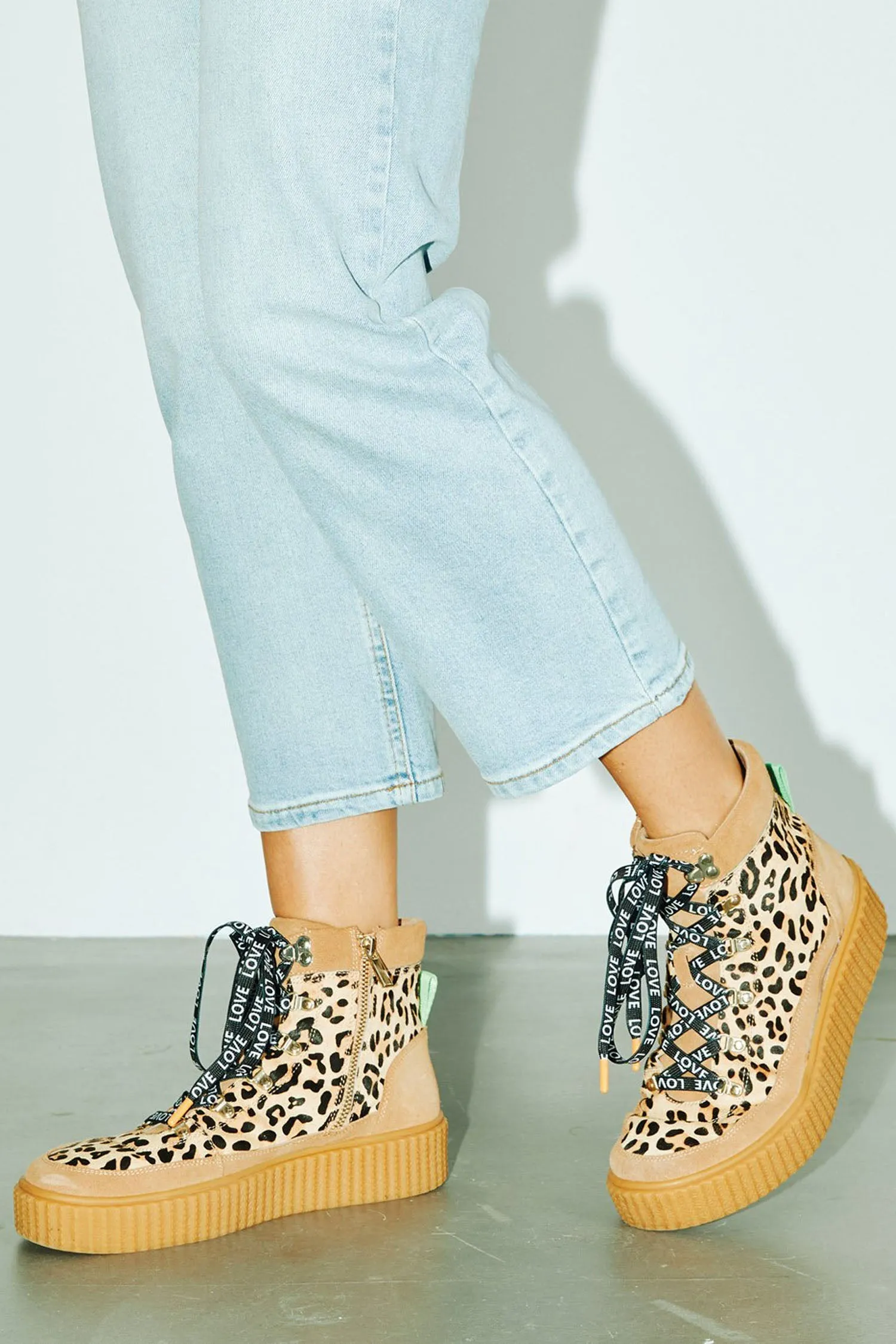Leather Leopard Trainer Boot