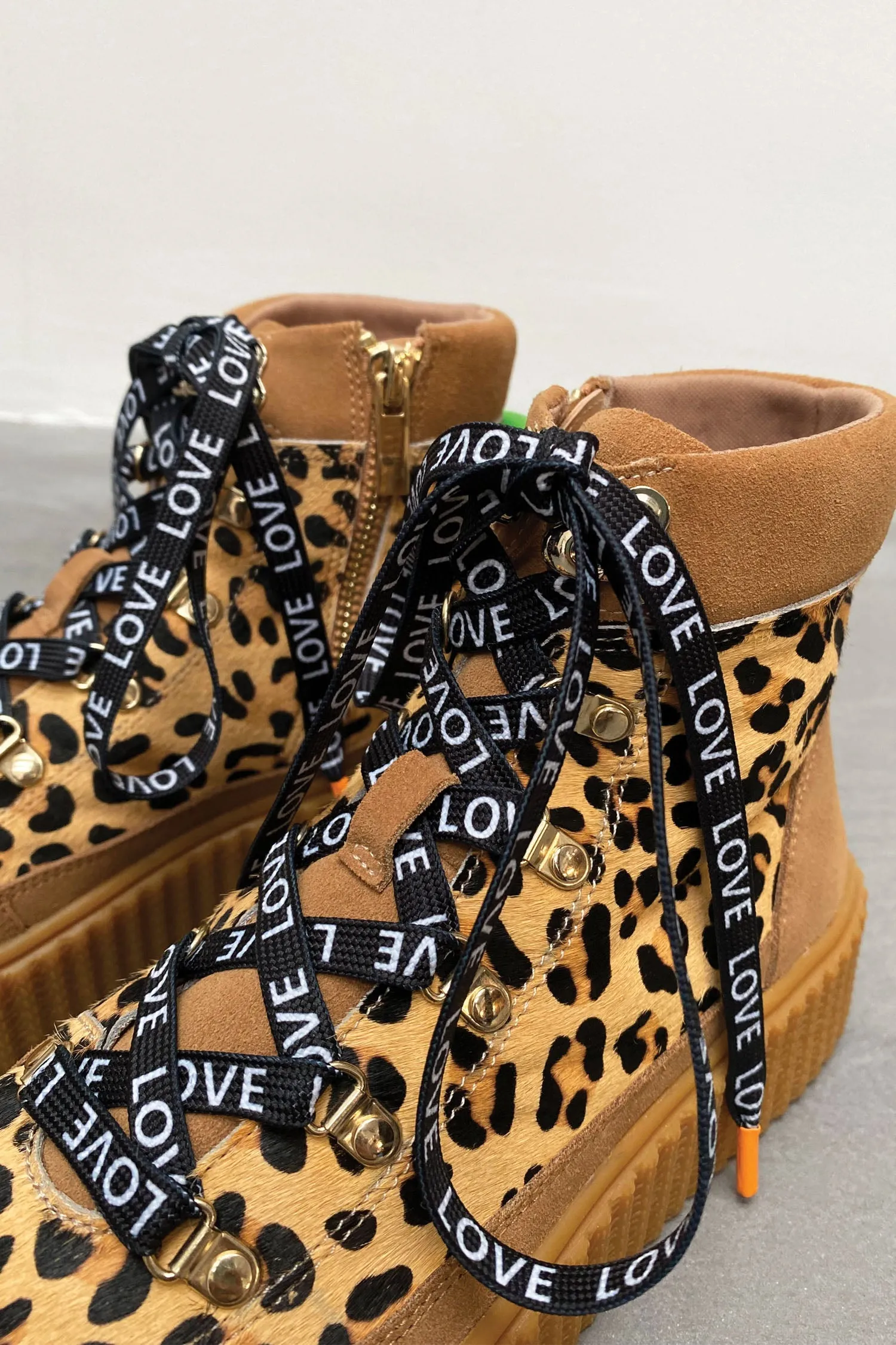 Leather Leopard Trainer Boot