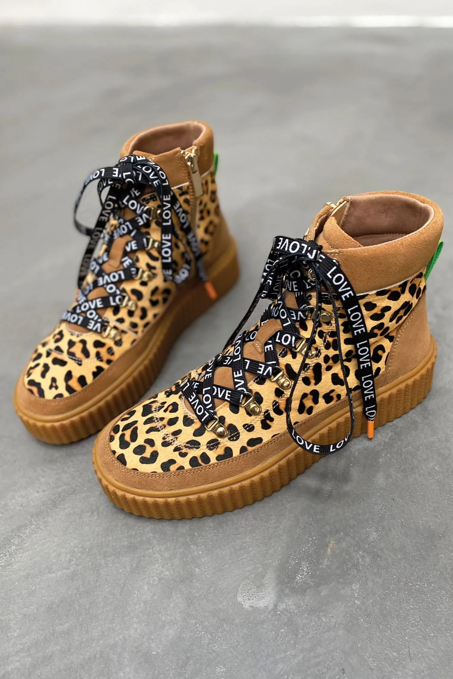 Leather Leopard Trainer Boot