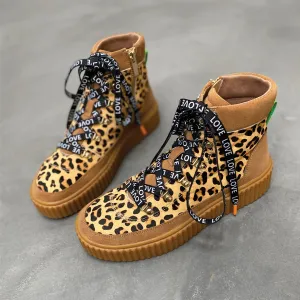 Leather Leopard Trainer Boot
