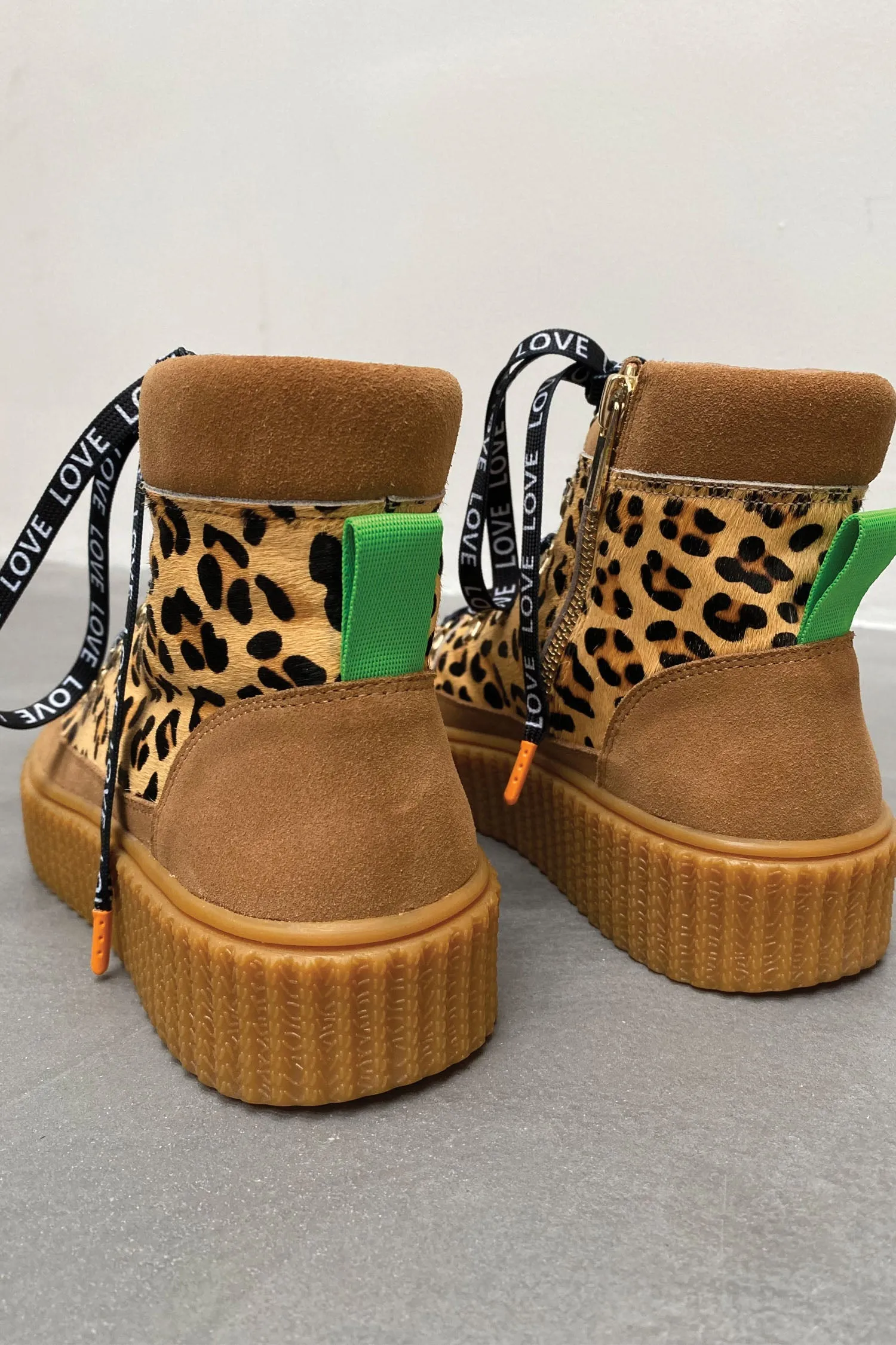 Leather Leopard Trainer Boot
