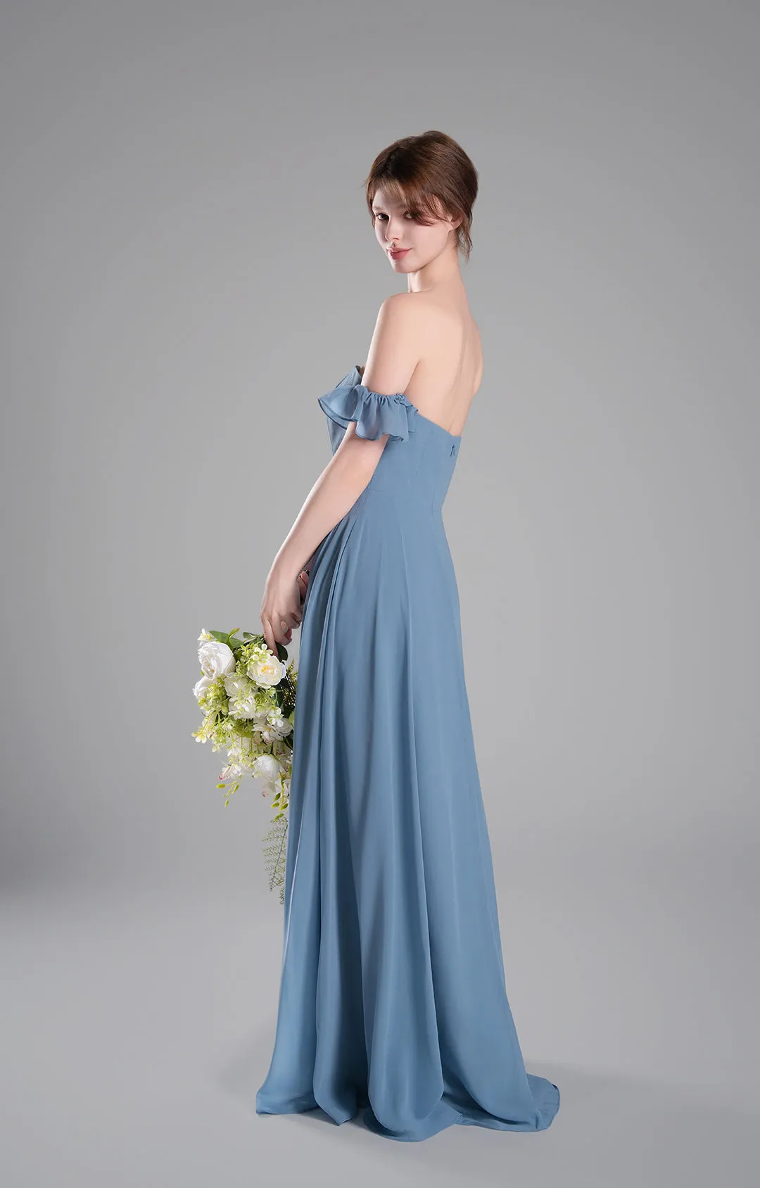Light Blue Elegant Design Chiffon Dress