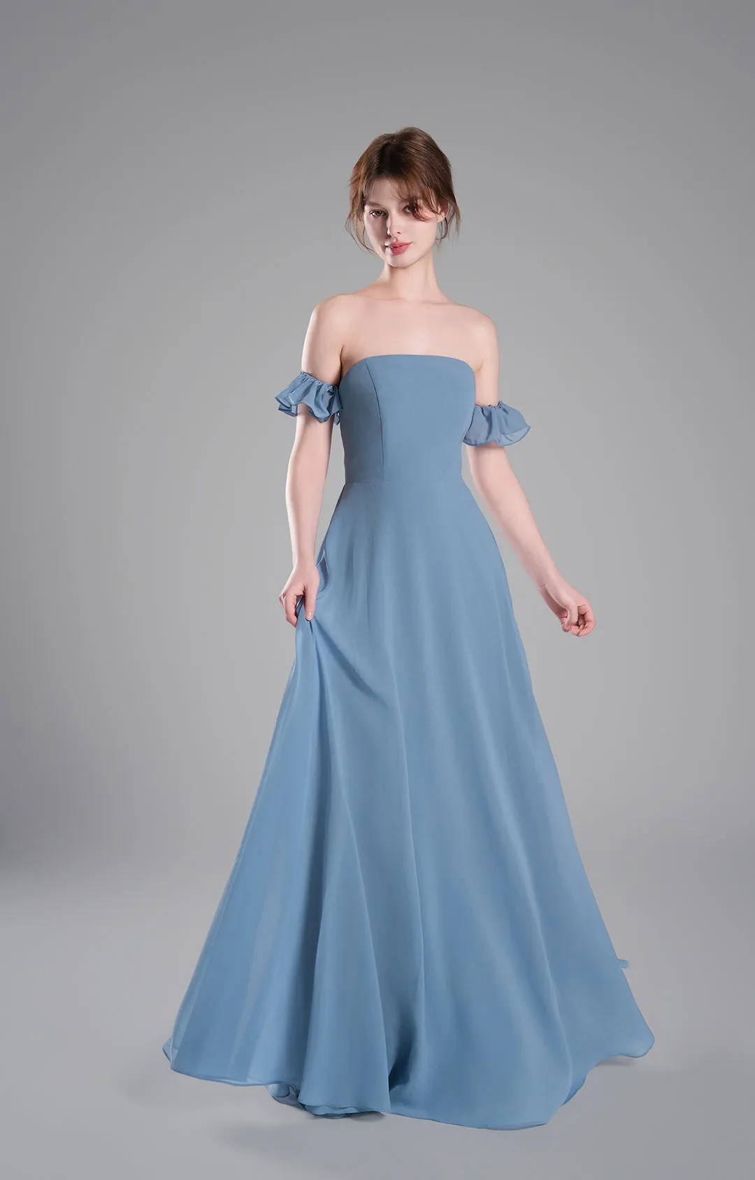 Light Blue Elegant Design Chiffon Dress