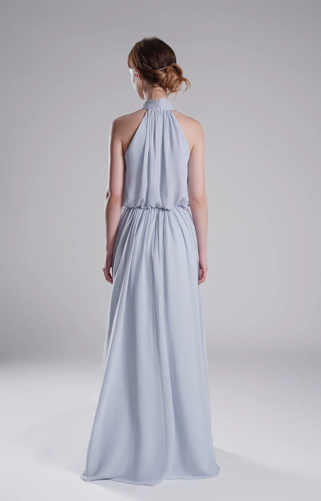 Light Steel Blue Pleated Chiffon Bridesmaid Dresses