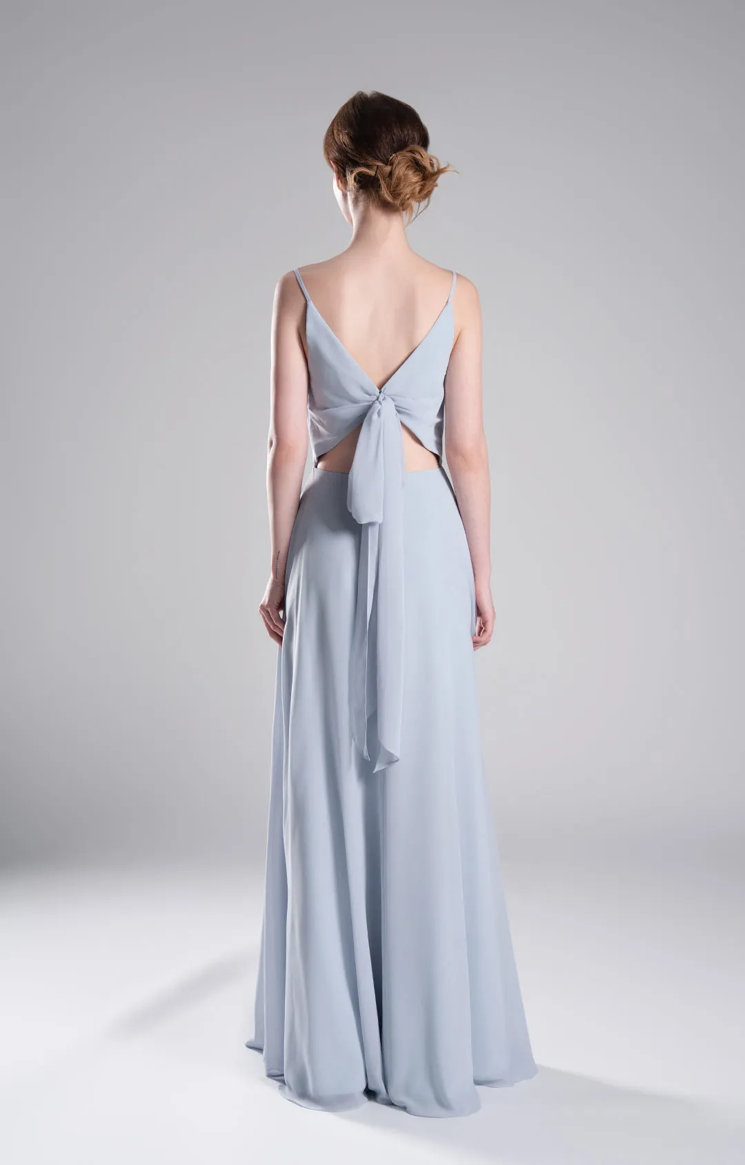 Light Steel Blue Pleated Chiffon Bridesmaid Dresses