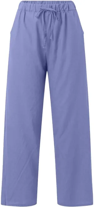 Linen Cotton Pants for Women Summer 2025 Casual Straight High Waisted Drawstring Long Leg Wide Trousers with Pockets