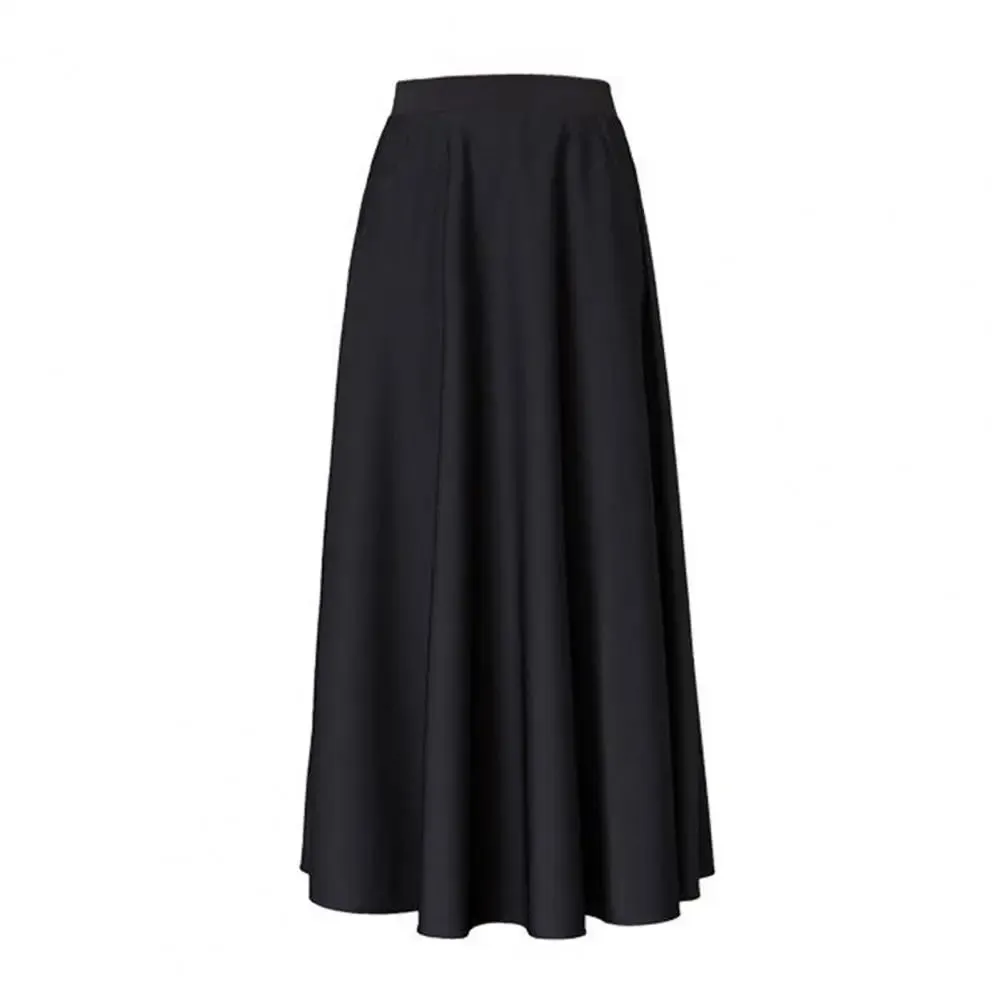 LVSANW Elegant Women Maxi Skirt High Waist Tummy Control A-line Lady Skirt Loose Hem Pockets Lady Dating Party Banquet Skirt