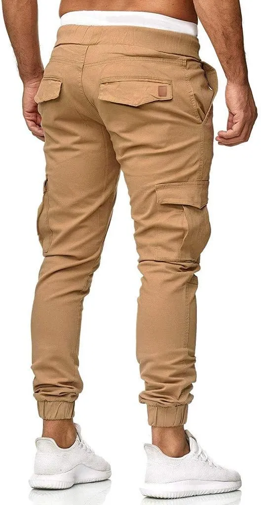 Mens Cargo Joggers Sweatpants Slim Fit Casual Workout Jogging Pants Lightweight Hiking Gym Trousers with Pockets