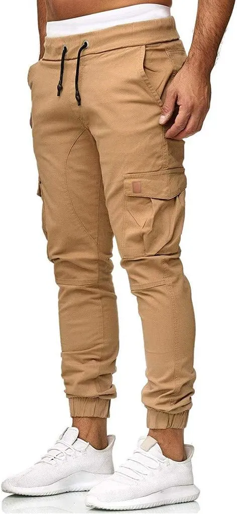 Mens Cargo Joggers Sweatpants Slim Fit Casual Workout Jogging Pants Lightweight Hiking Gym Trousers with Pockets