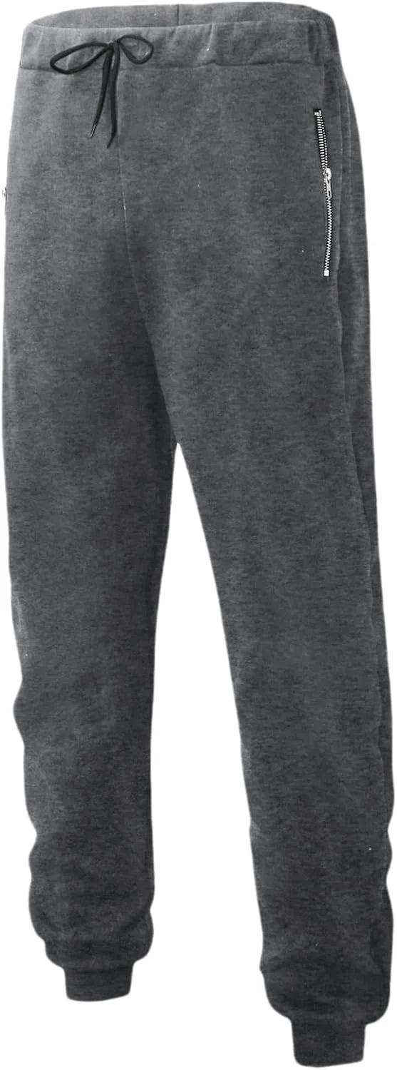 Mens Tall Joggers Fleece Athletic Workout Jogger Sweatpants Work Casual Workout Gym Slim Fit Trousers with Pockets