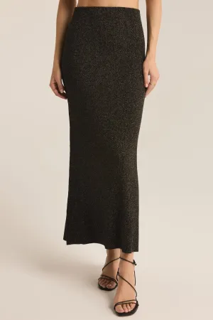 metallic rib sweater knit skirt
