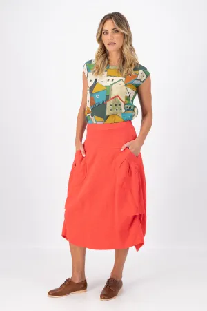 Milwaukee Fiesta Skirt Watermelon in Slub Linen