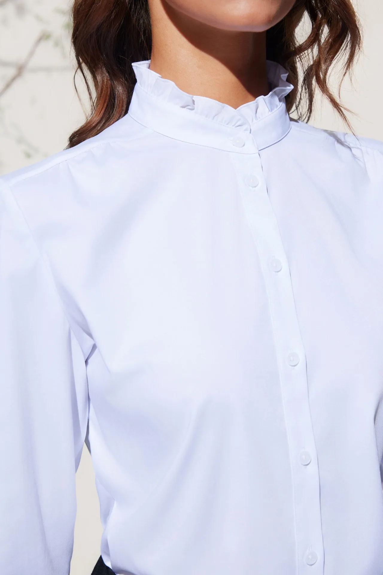 Modal Ruffled Collar Shirt