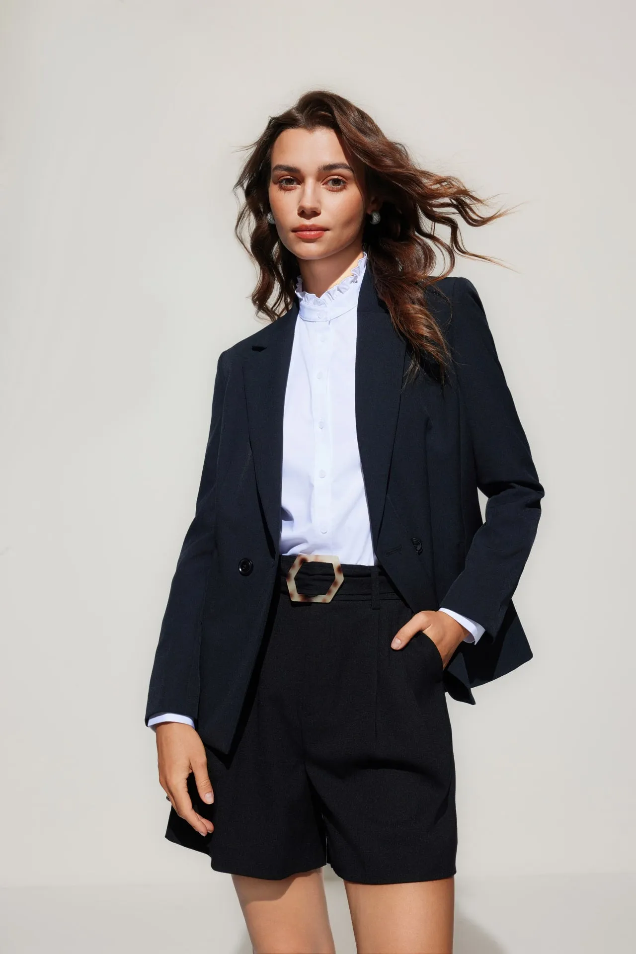 Modal Ruffled Collar Shirt
