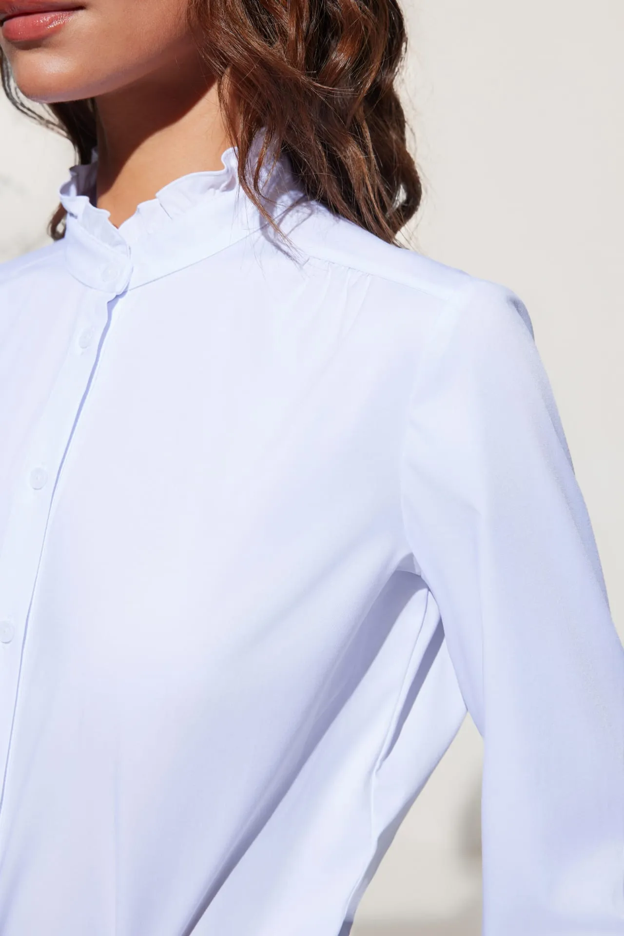 Modal Ruffled Collar Shirt