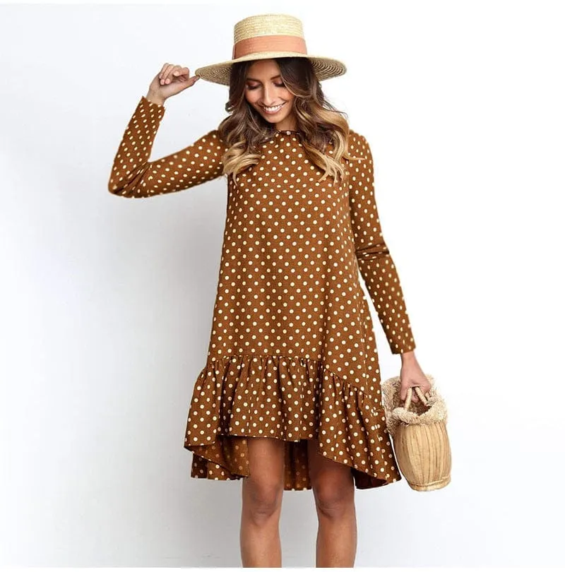 New retro women's fashion polka dot chiffon dress
