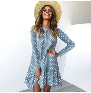 New retro women's fashion polka dot chiffon dress