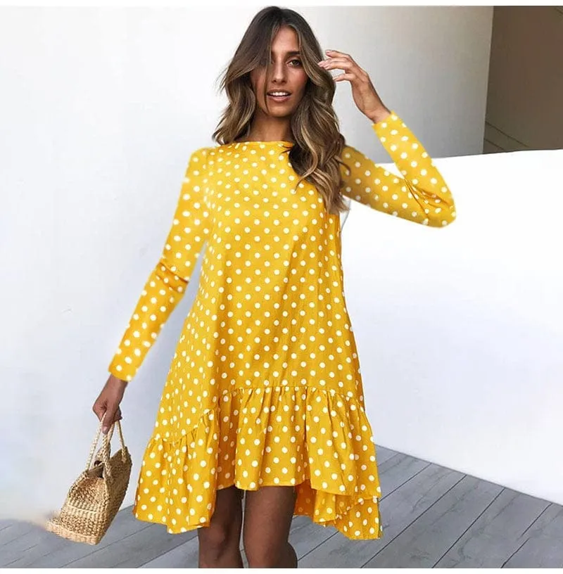 New retro women's fashion polka dot chiffon dress