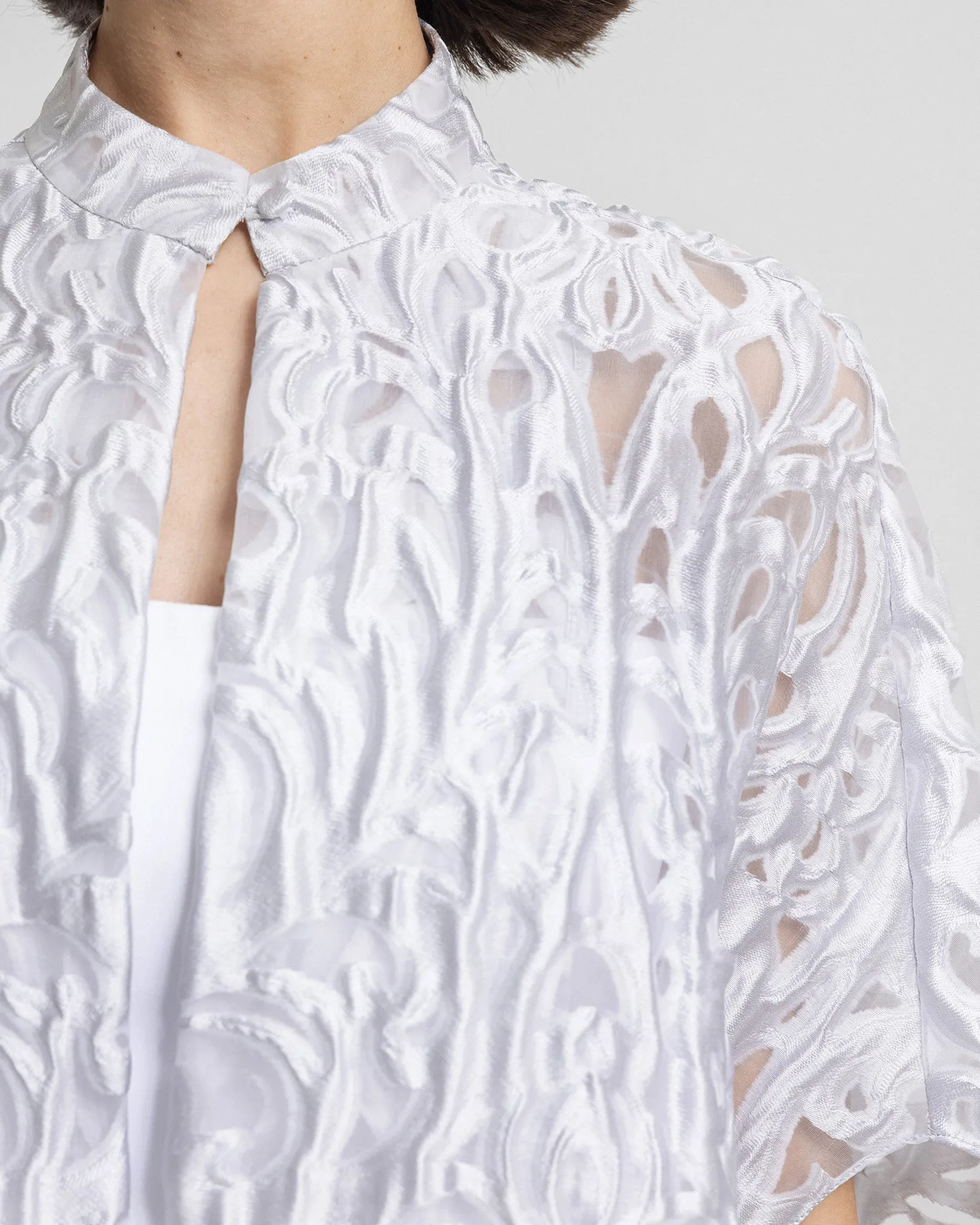 Open Floor-Length Light Grey Kaftan