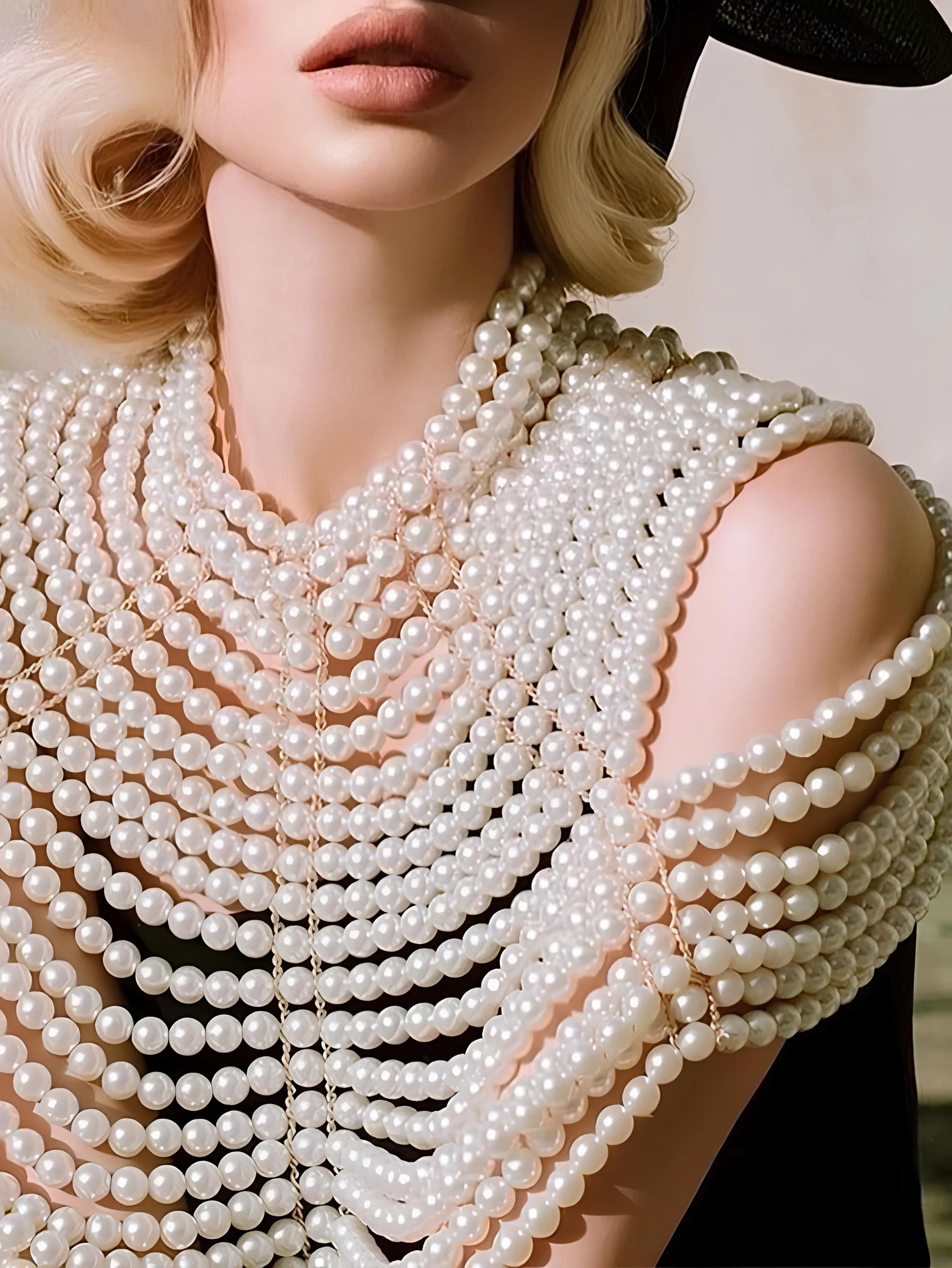 Pearl Beaded Halter Crop Top  Elegant & Chic Partywear