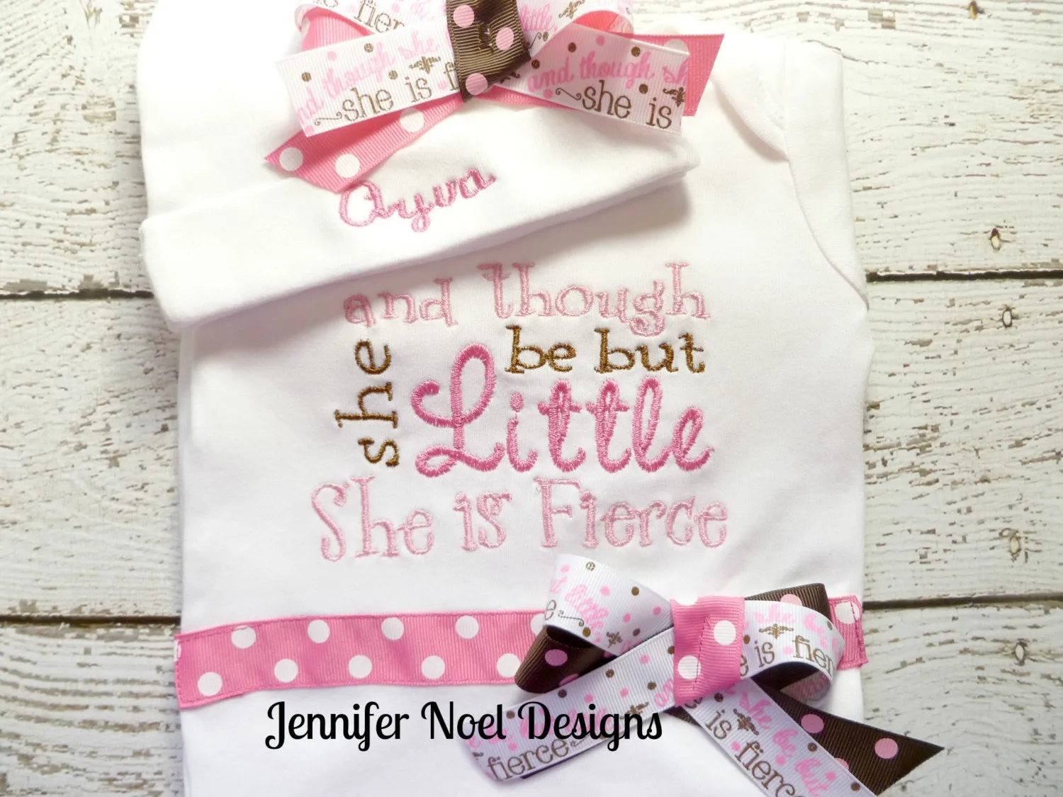 Personalized Newborn Take home set, newborn baby girl outfit, baby's first outfit, She is Fierce