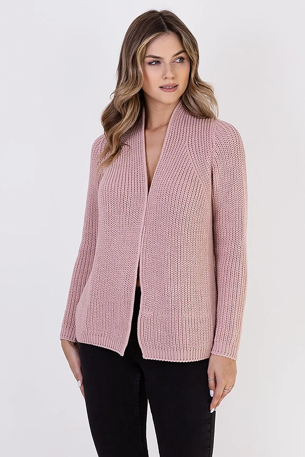 PINK RIBBED CARDIGAN