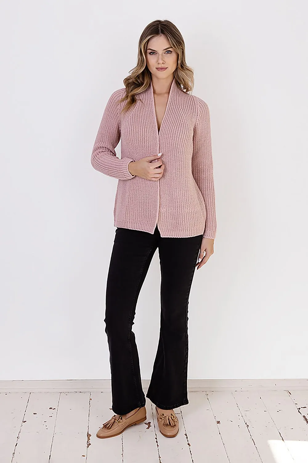 PINK RIBBED CARDIGAN