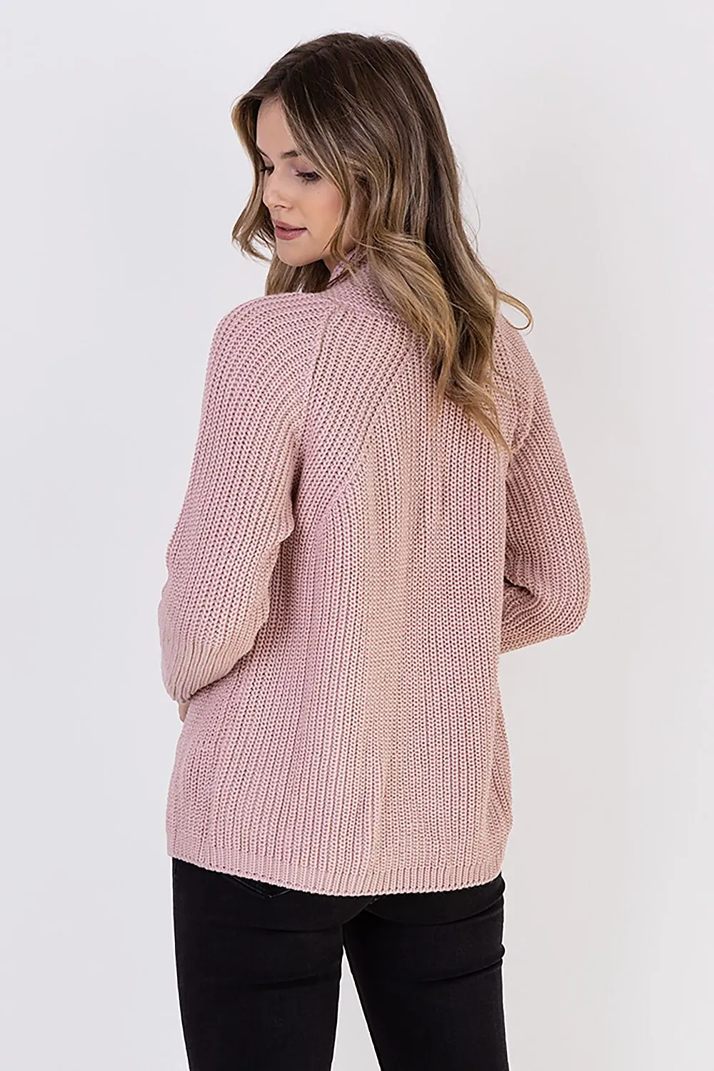 PINK RIBBED CARDIGAN