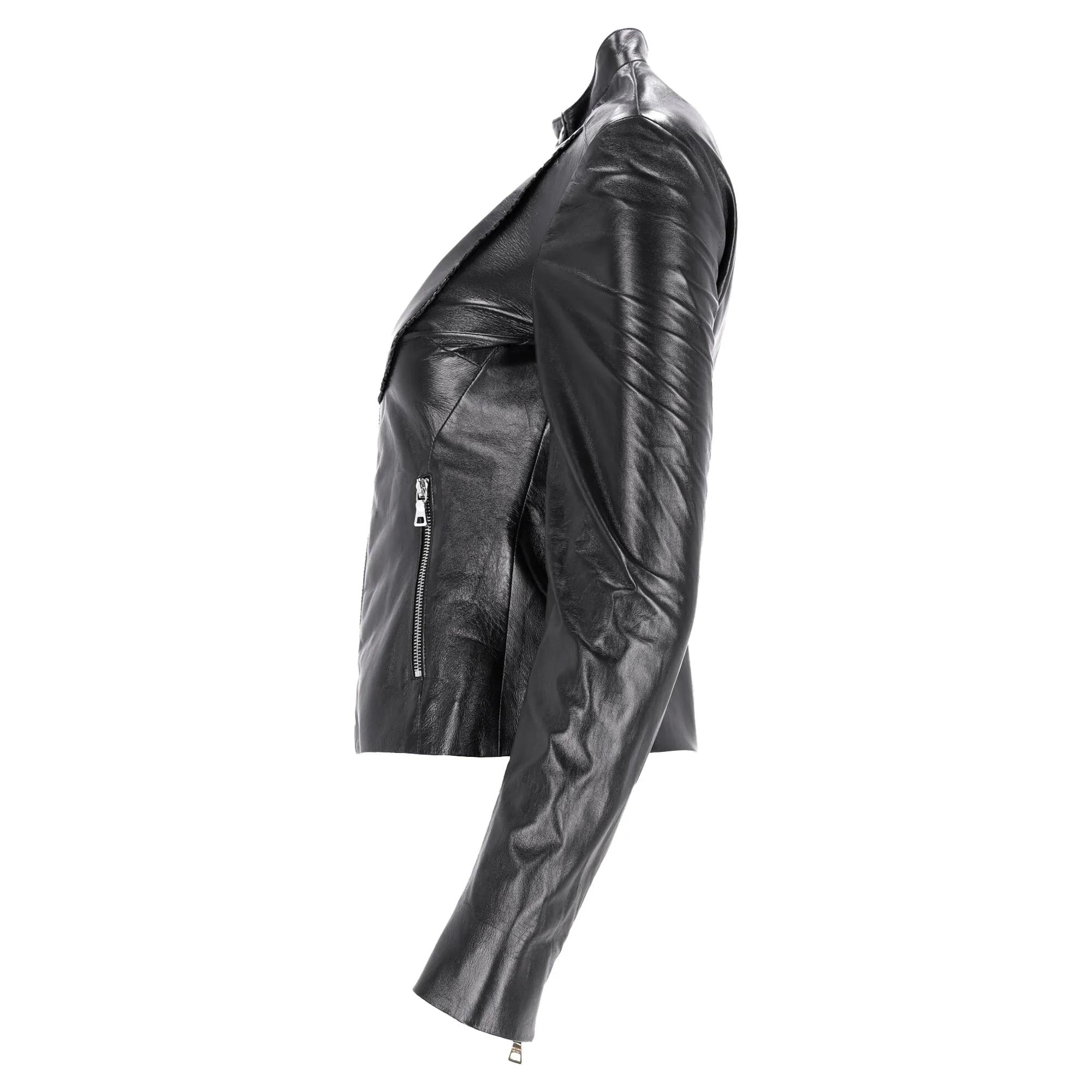 Prada Zipped Biker Jackets with Pockets in Black Leather