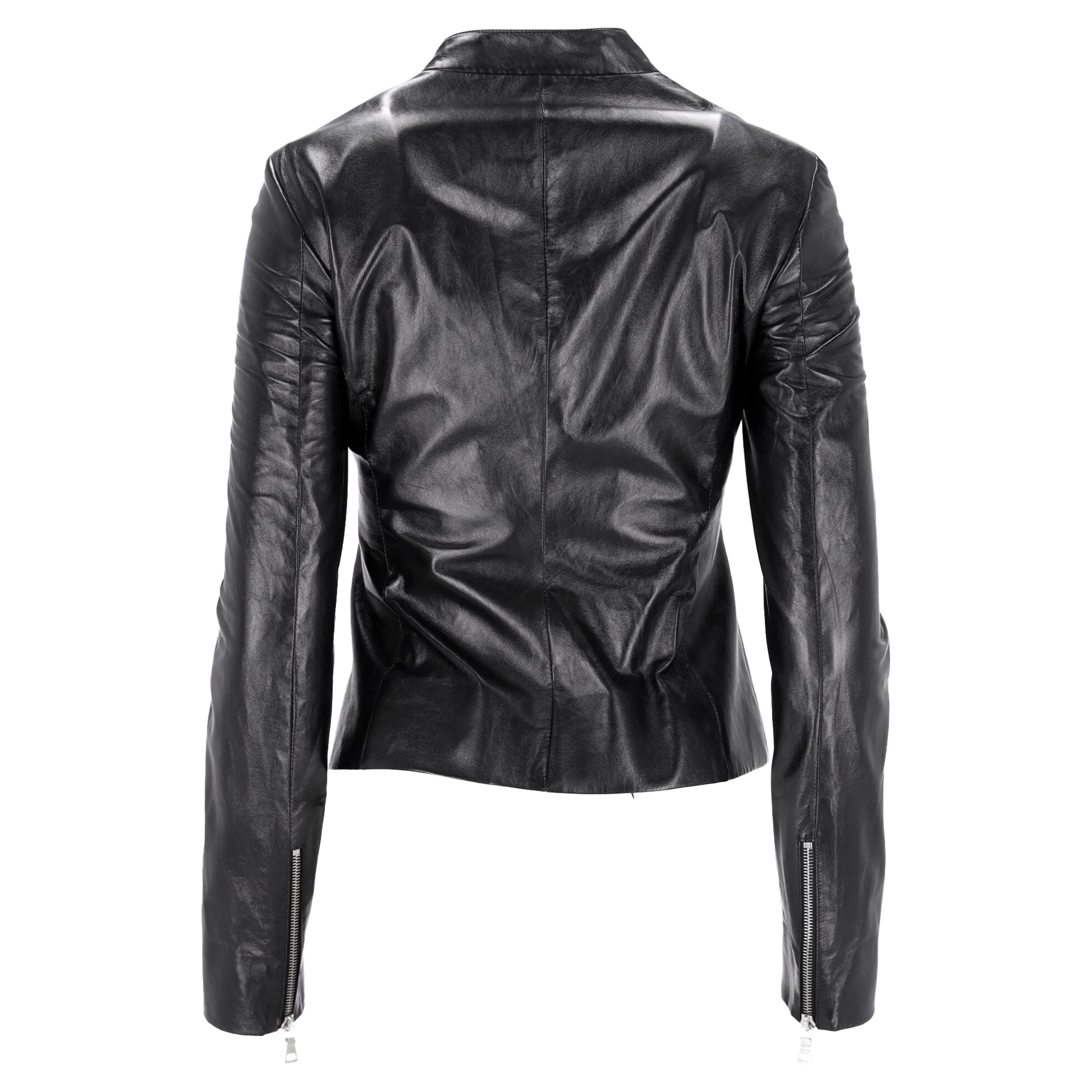 Prada Zipped Biker Jackets with Pockets in Black Leather