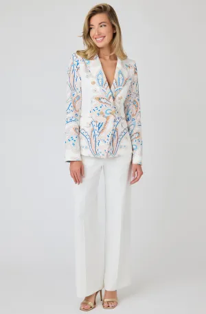 Printed Tailored Blazer with Gold Buttons