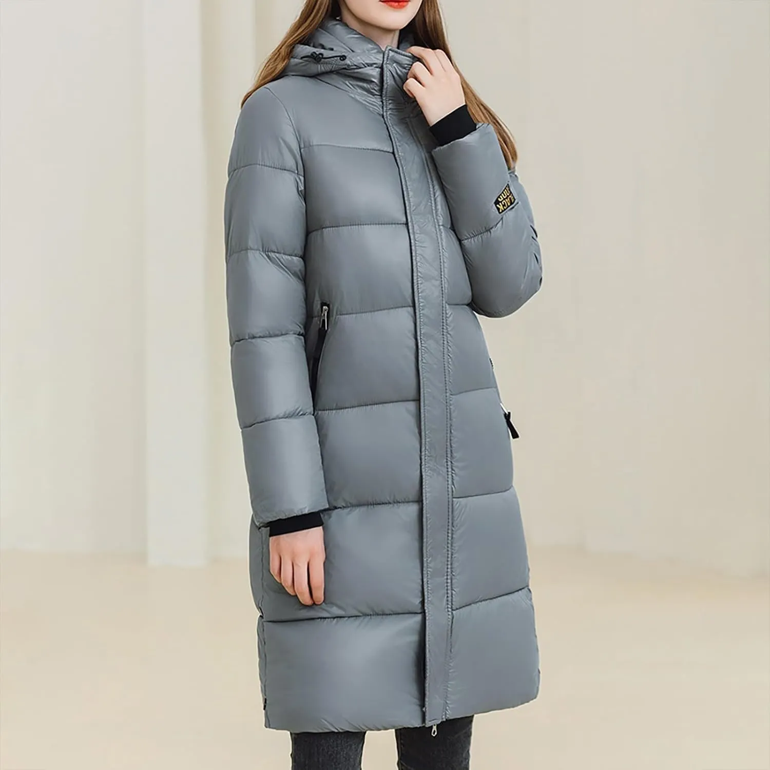 Puffer Jacket Womens Warm Winter 2023 Trendy Puffer Jackets Cotton Padded Coats Fashion Solid Hooded Bubble Jackets