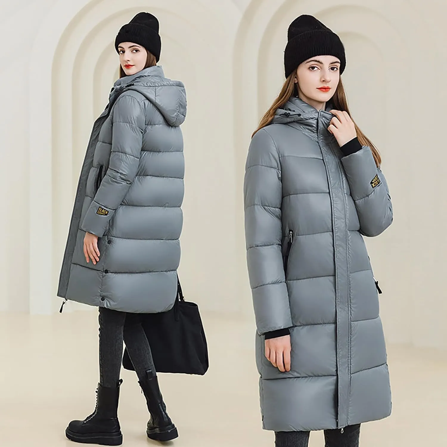 Puffer Jacket Womens Warm Winter 2023 Trendy Puffer Jackets Cotton Padded Coats Fashion Solid Hooded Bubble Jackets