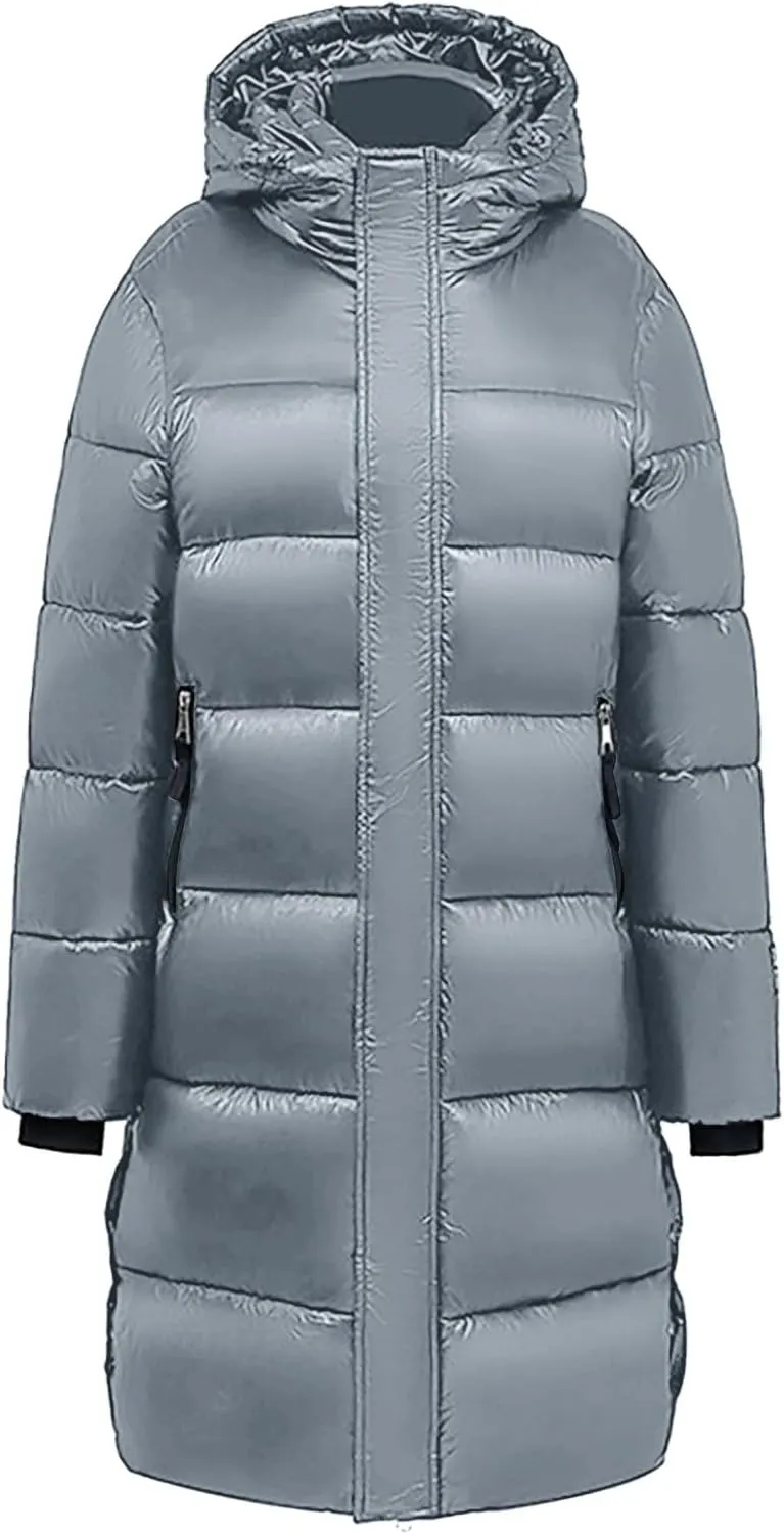 Puffer Jacket Womens Warm Winter 2023 Trendy Puffer Jackets Cotton Padded Coats Fashion Solid Hooded Bubble Jackets