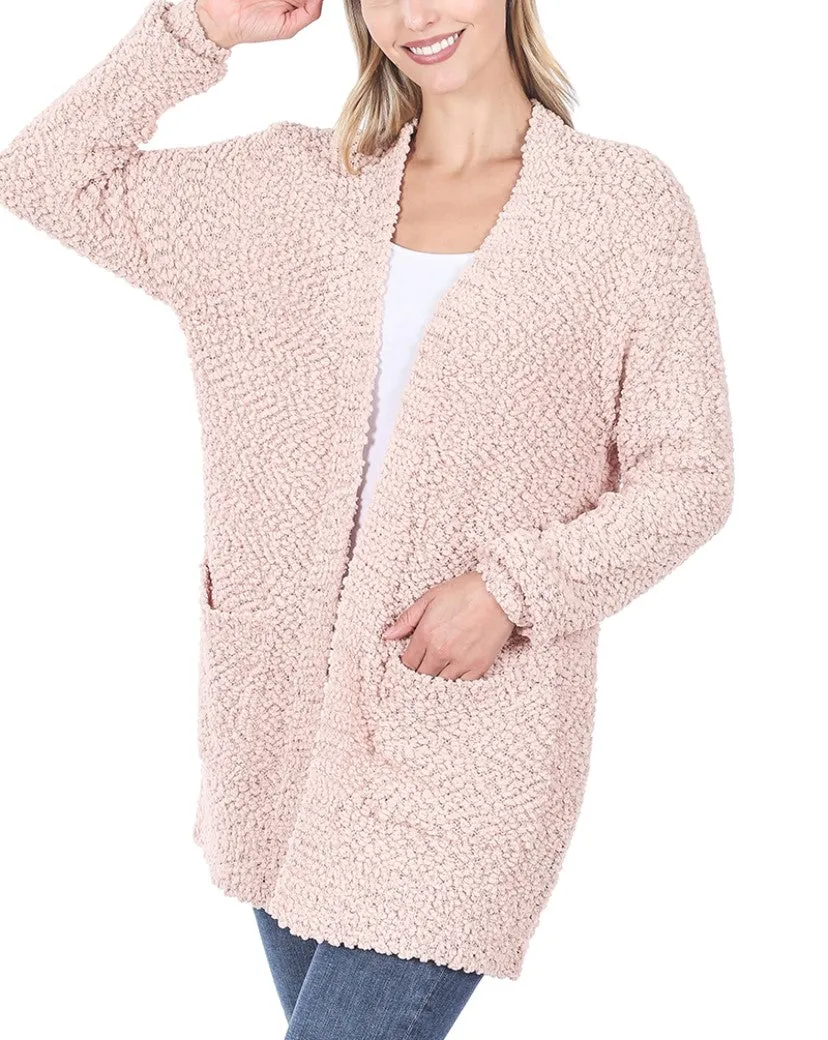 "Brielle" Popcorn Cardigan Dusty Blush Pink Final Sale