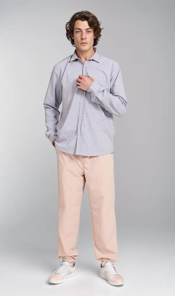 R206591 - Linen Button-Up Shirt - Light Blue