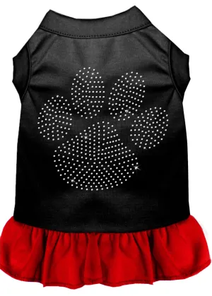 Rhinestone Clear Paw Dress Black With Red Med