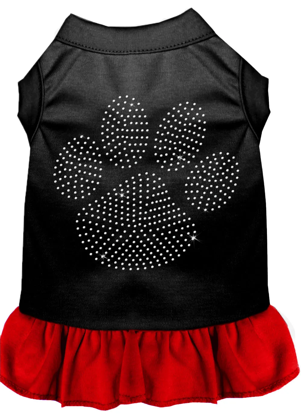 Rhinestone Clear Paw Dress Black With Red Med