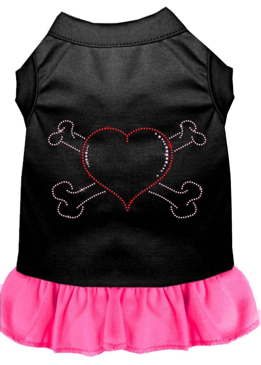 Rhinestone Heart And Crossbones Dress Black With Bright Pink Xxxl