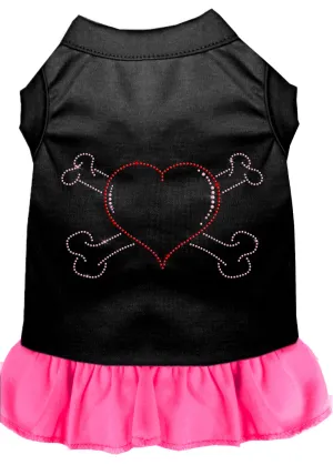 Rhinestone Heart And Crossbones Dress Black With Bright Pink Xxxl