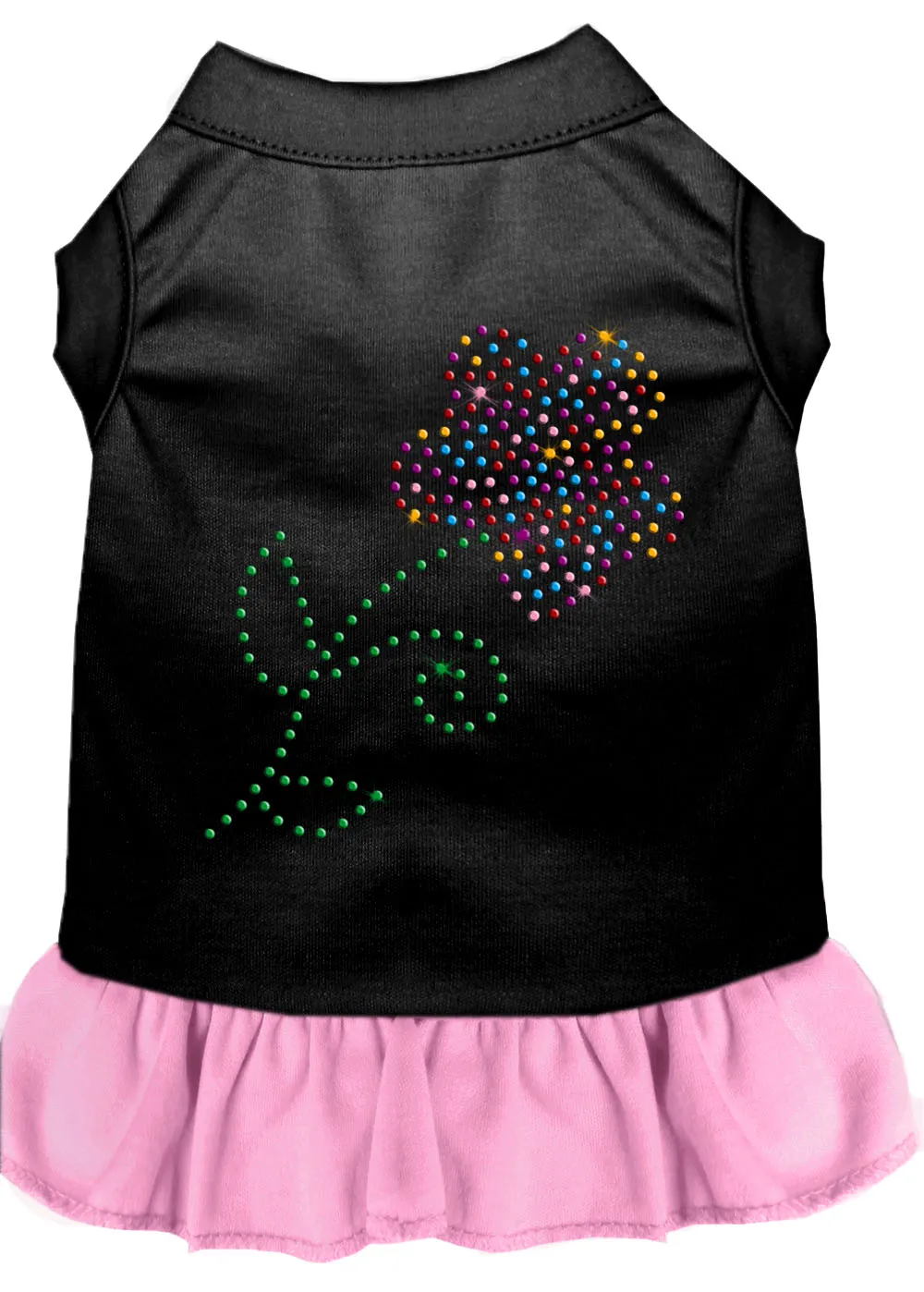Rhinestone Multi Flower Dress Black With Light Pink Xs
