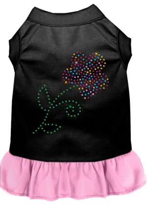 Rhinestone Multi Flower Dress Black With Light Pink Xs