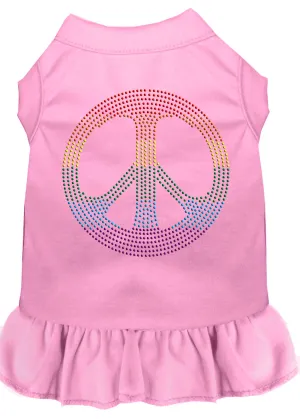 Rhinestone Rainbow Peace Dress Light Pink Xs