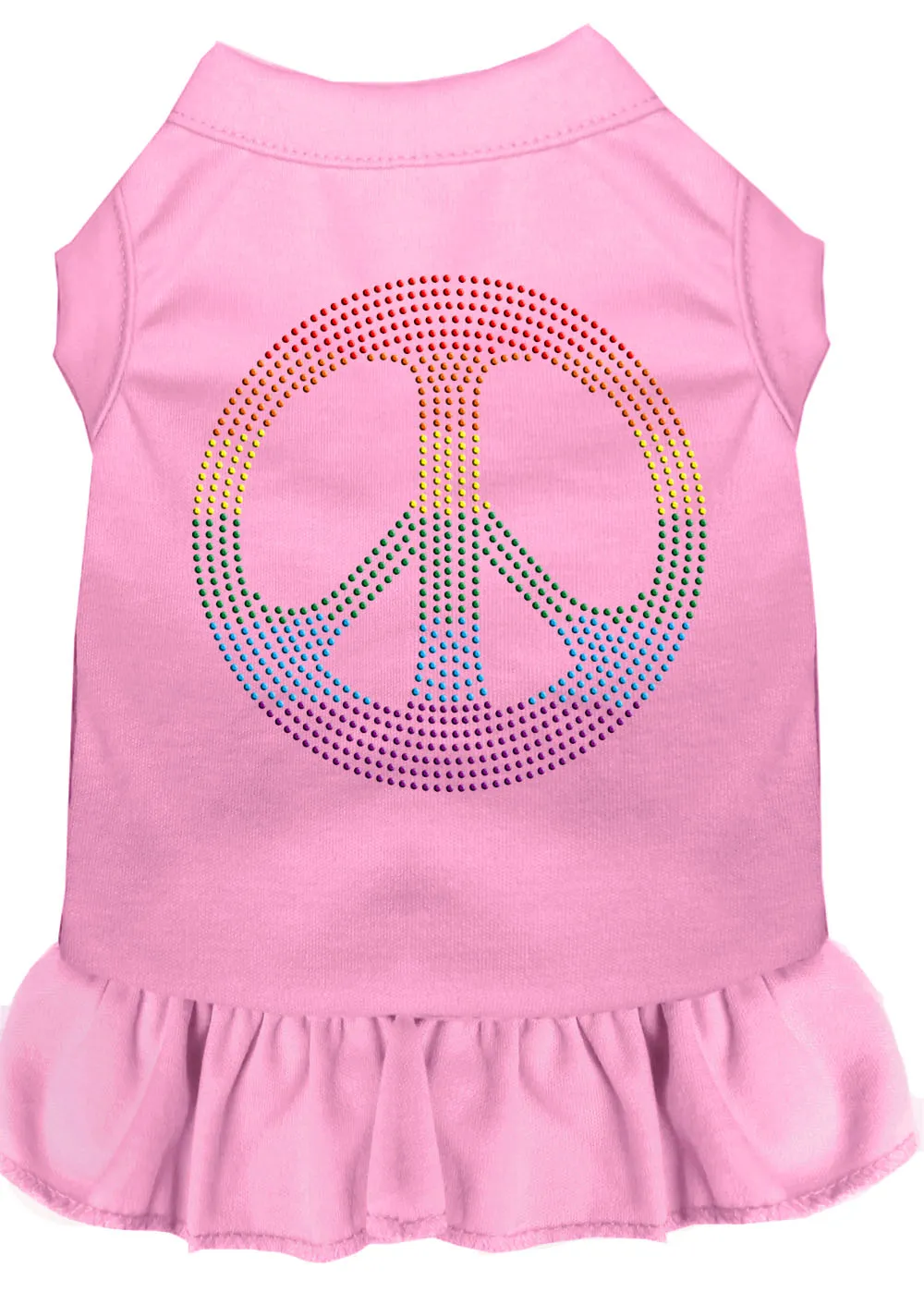 Rhinestone Rainbow Peace Dress Light Pink Xs
