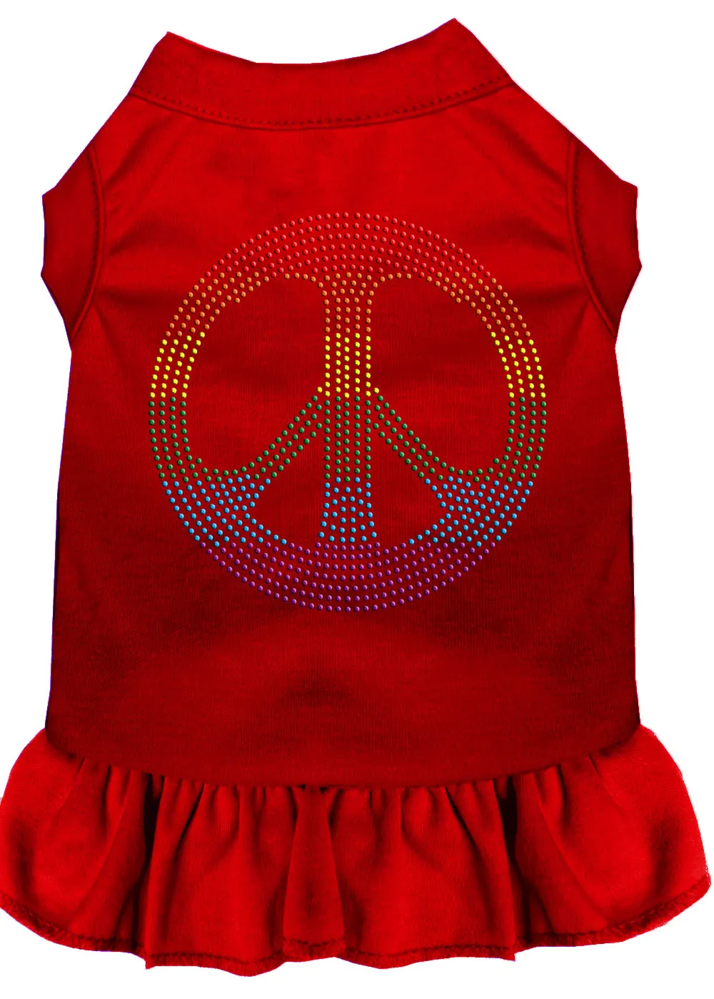 Rhinestone Rainbow Peace Dress Red Xxl