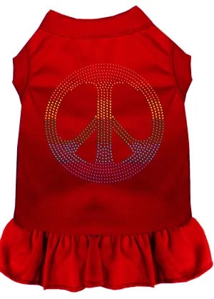 Rhinestone Rainbow Peace Dress Red Xxl